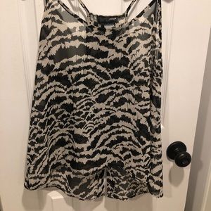 Aqua sheer print open back tank